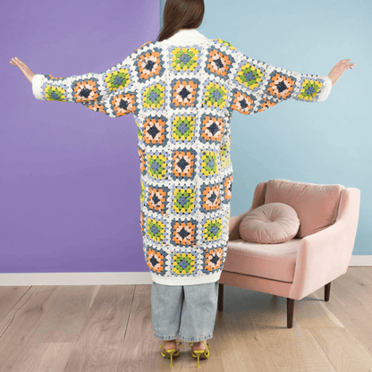 Red Heart Crochet Granny Square Coatigan Pattern | Boho Cardigan PDF | Crochet Jacket Pattern XS/S/M | Digital Download