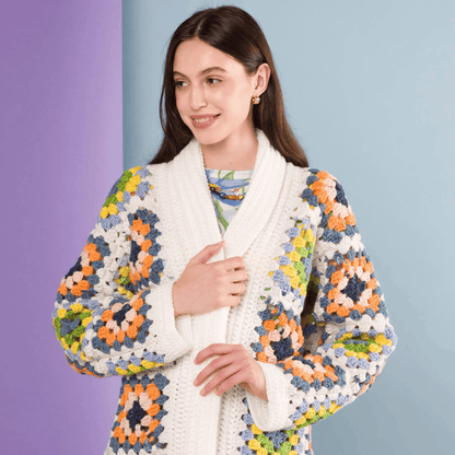 Red Heart Crochet Granny Square Coatigan Pattern | Boho Cardigan PDF | Crochet Jacket Pattern XS/S/M | Digital Download