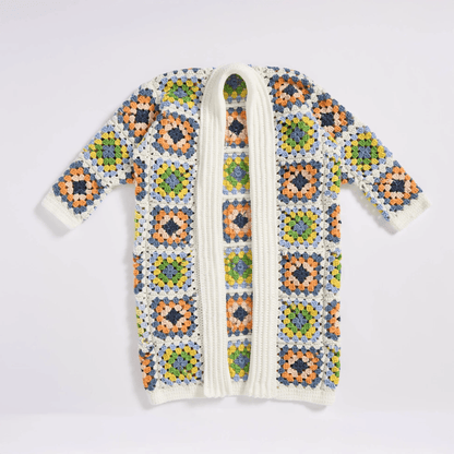 Red Heart Crochet Granny Square Coatigan Pattern | Boho Cardigan PDF | Crochet Jacket Pattern XS/S/M | Digital Download
