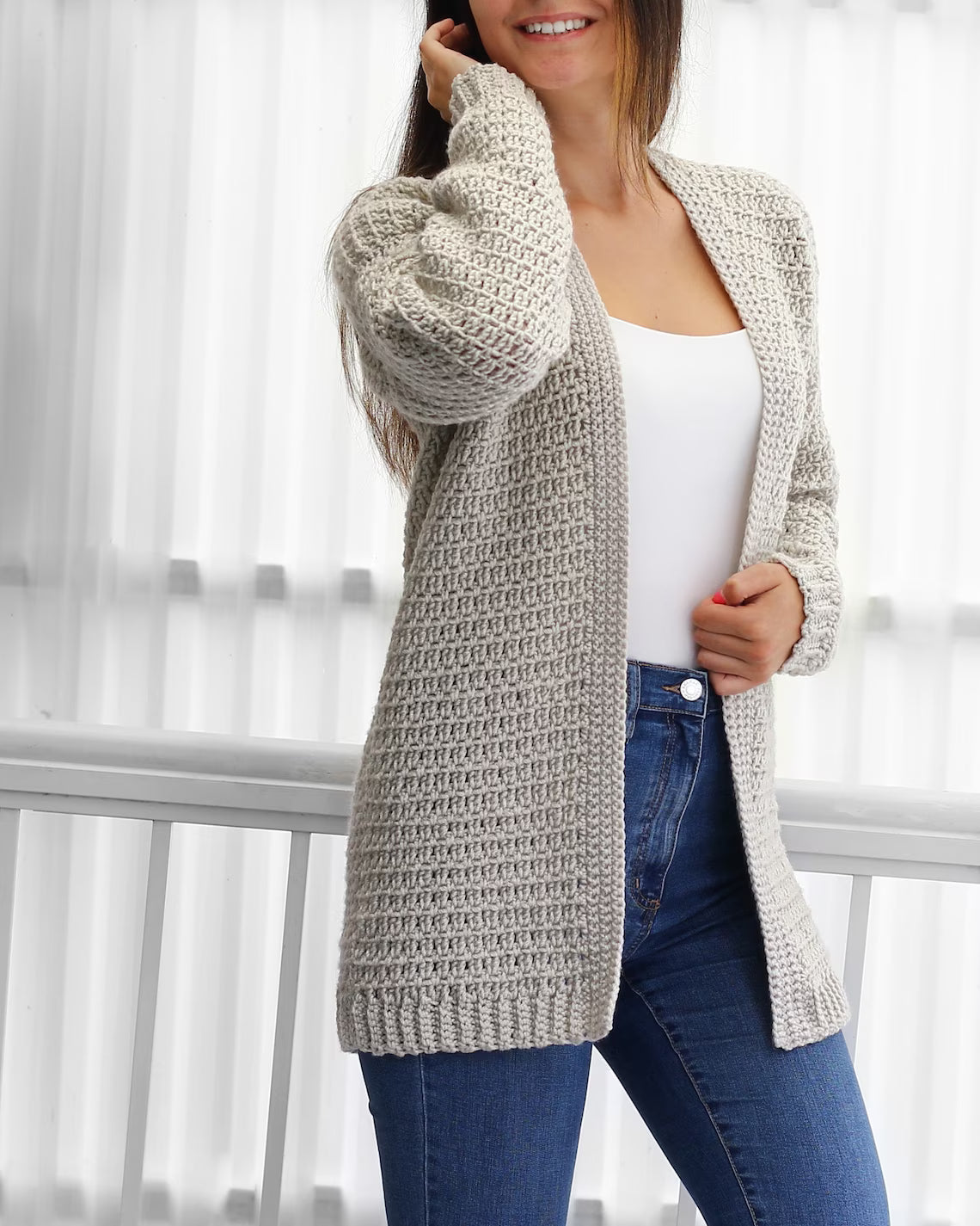 Crochet Cardigan Pattern (PDF, XS–3XL)