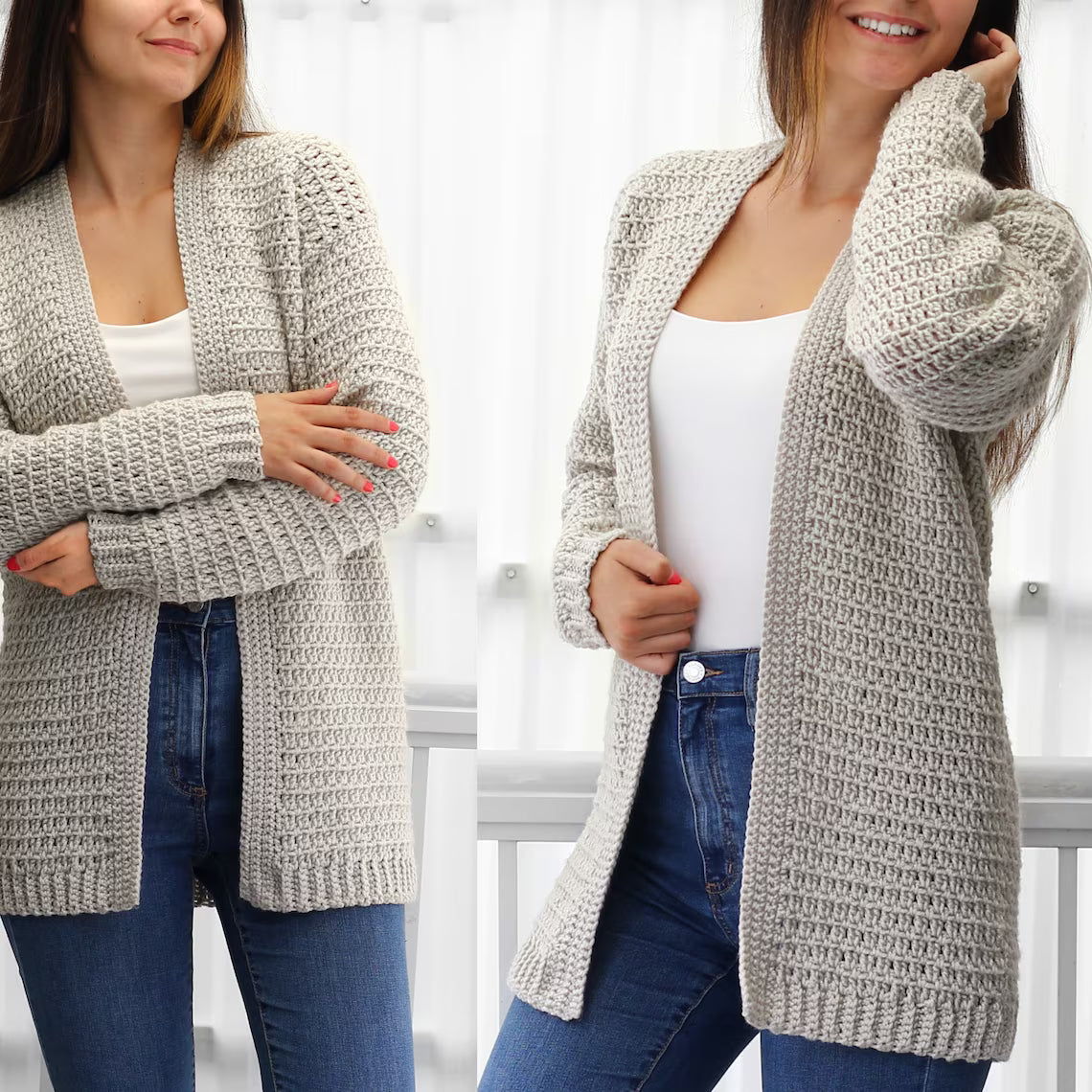 Crochet Cardigan Pattern (PDF, XS–3XL)