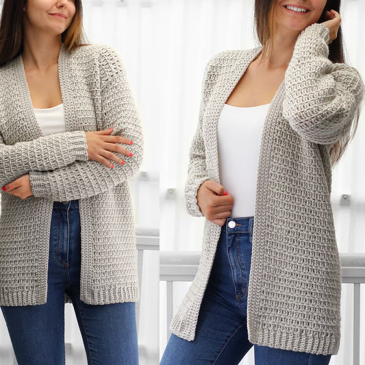 Crochet Cardigan Pattern (PDF, XS–3XL)